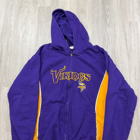 Vintage Minnesota Vikings Full Zip Hoodie Men's 2XL Purple Yellow Football y2k - Picture 2 of 8